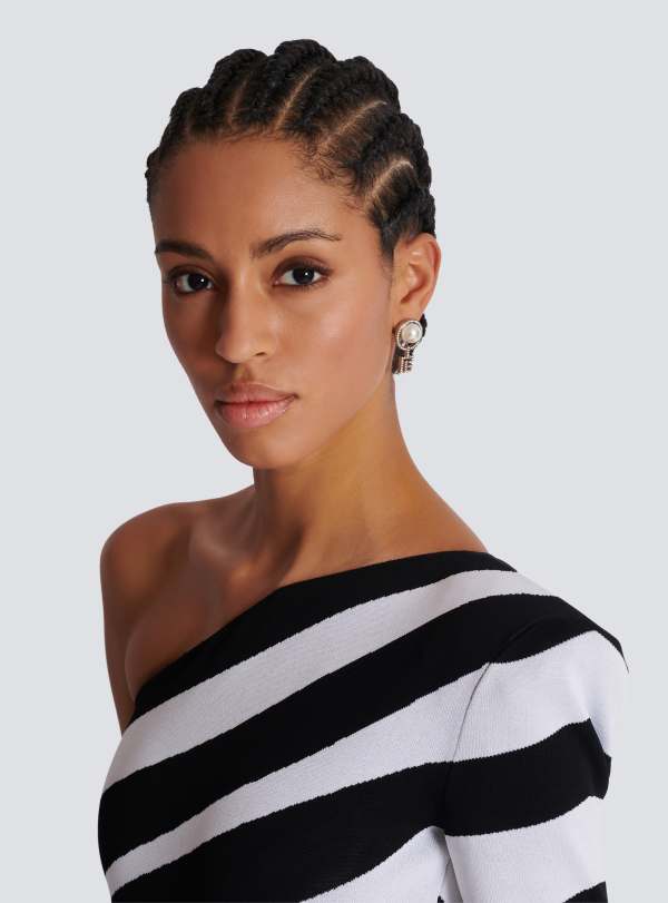 Balmain Paris Boucles D’oreilles Perles Avec Strass Art Déco Argent - Femme