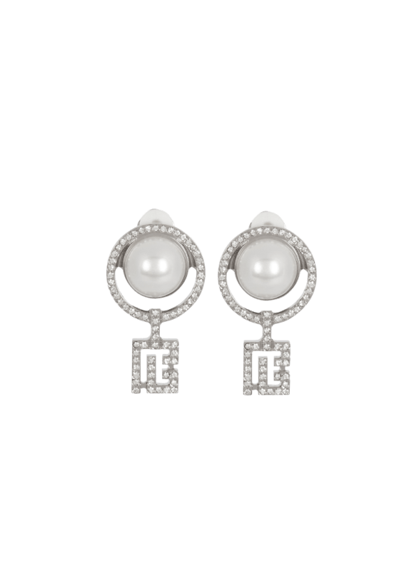 balmain paris Boucles d’oreilles perles avec strass Art Déco argent - Femme