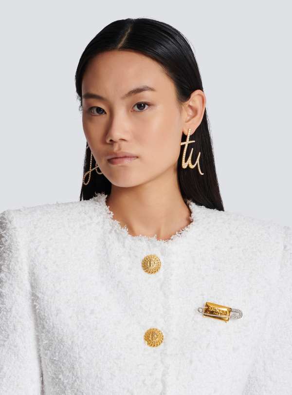 Balmain Paris Boucles D'oreilles Pronoms En Laiton Et Cristaux Or - Femme
