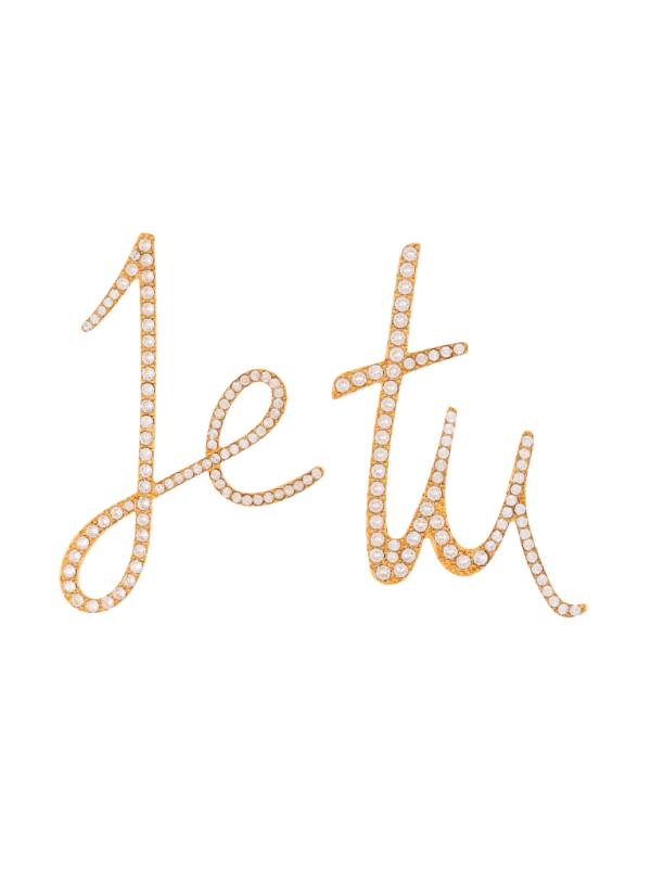 balmain paris Boucles d'oreilles pronoms en laiton et cristaux or - Femme