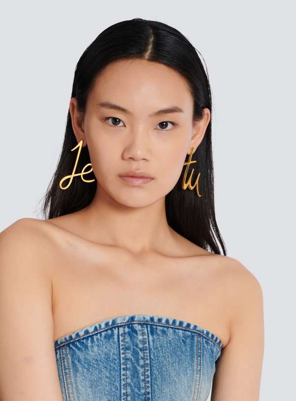 Balmain Paris Boucles D'oreilles Pronoms En Laiton Or - Femme