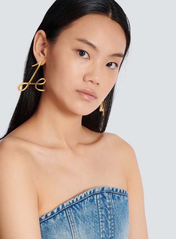 Balmain Paris Boucles D'oreilles Pronoms En Laiton Or - Femme