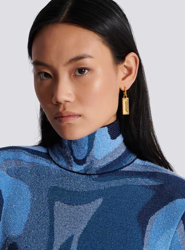 Balmain Paris Boucles D’oreilles Tubular Balmain Signature Or - Femme