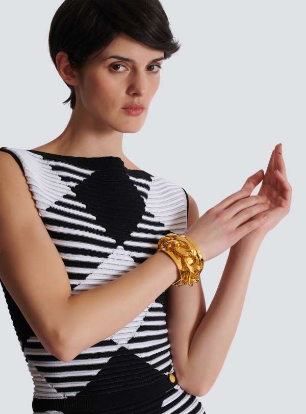 Balmain Paris Bracelet Manchette Chaîne En Laiton Or - Femme