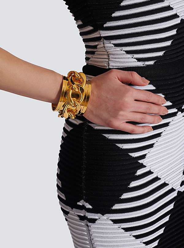 Balmain Paris Bracelet Manchette Chaîne En Laiton Or - Femme