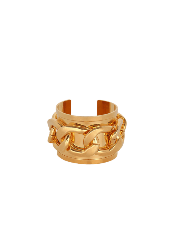balmain paris Bracelet manchette chaîne en laiton or - Femme