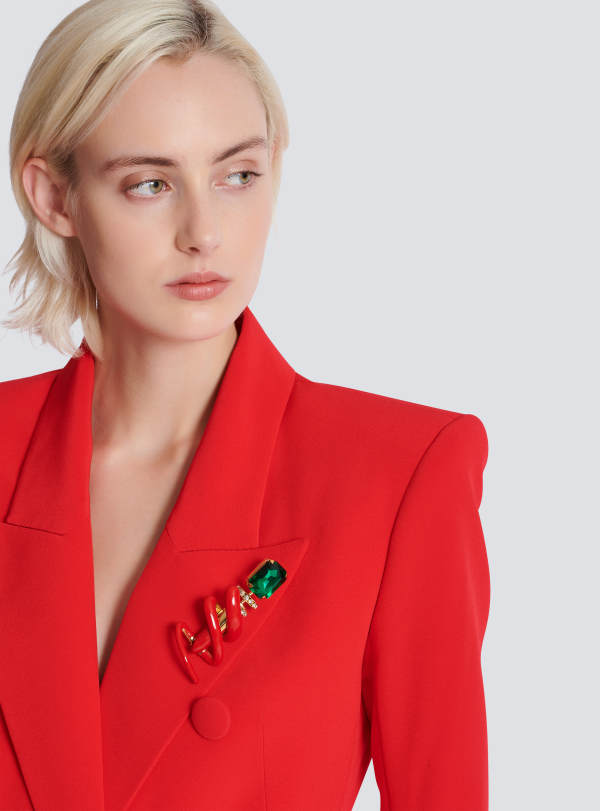 Balmain Paris Broche Drawing Lipstick En Laiton Rouge - Femme