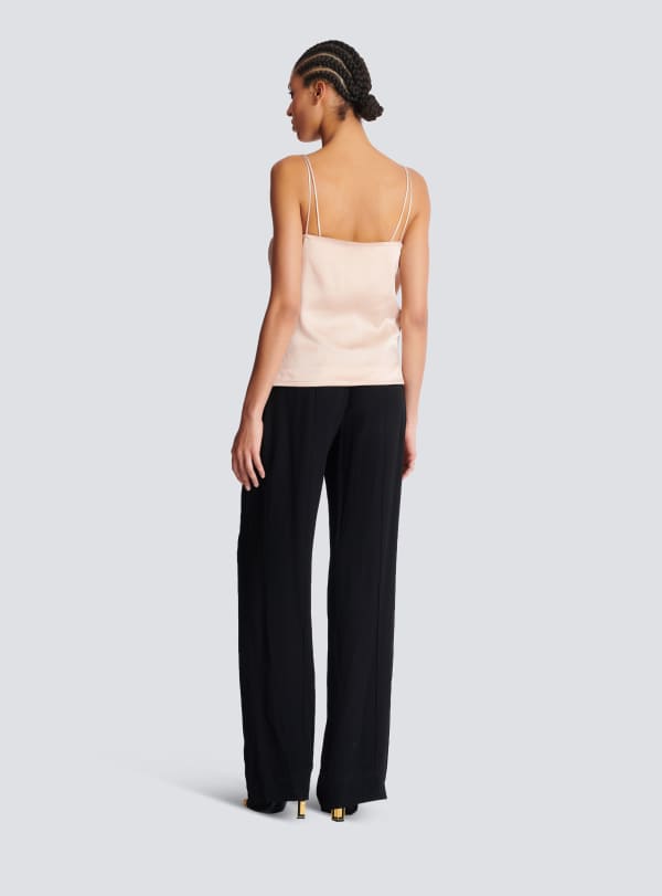 Balmain Paris Bustier à Fines Bretelles En Satin Beige - Femme