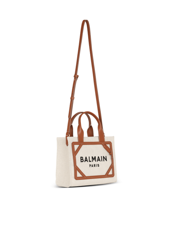 Balmain Paris Cabas B-Army Petit Modèle En Toile Et Cuir Beige - Femme