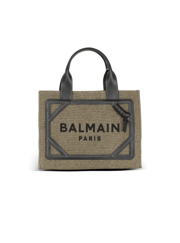 balmain paris Cabas B-Army petit modèle en toile et cuir kaki - Femme