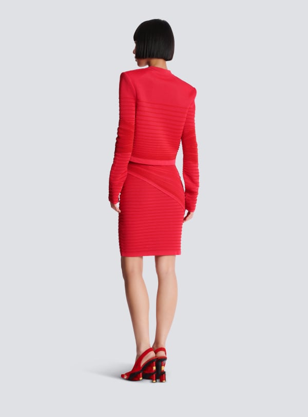 Balmain Paris Cardigan Bord-à-bord En Maille Rose - Femme