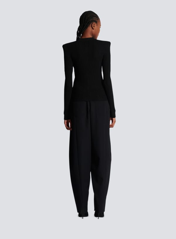 Balmain Paris Cardigan Court En Maille à Boutons Dorés Noir - Femme