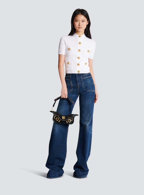 Balmain Paris Cardigan En Maille 4 Poches Blanc - Femme