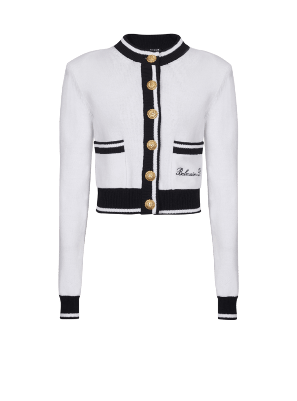 balmain paris Cardigan en maille Balmain Signature blanc - Femme