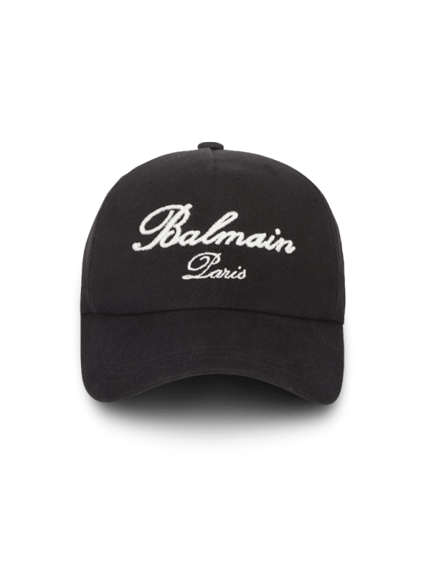 balmain paris Casquette en coton avec broderie Balmain Signature noir - Homme