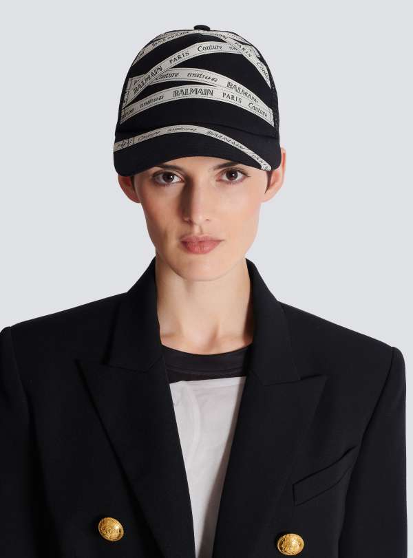 Balmain Paris Casquette En Coton Avec Motif Ruban Balmain Noir - Femme