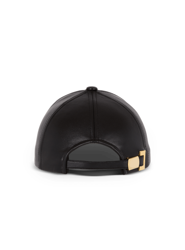 Balmain Paris Casquette En Cuir D'agneau Avec Chaîne Noir - Femme