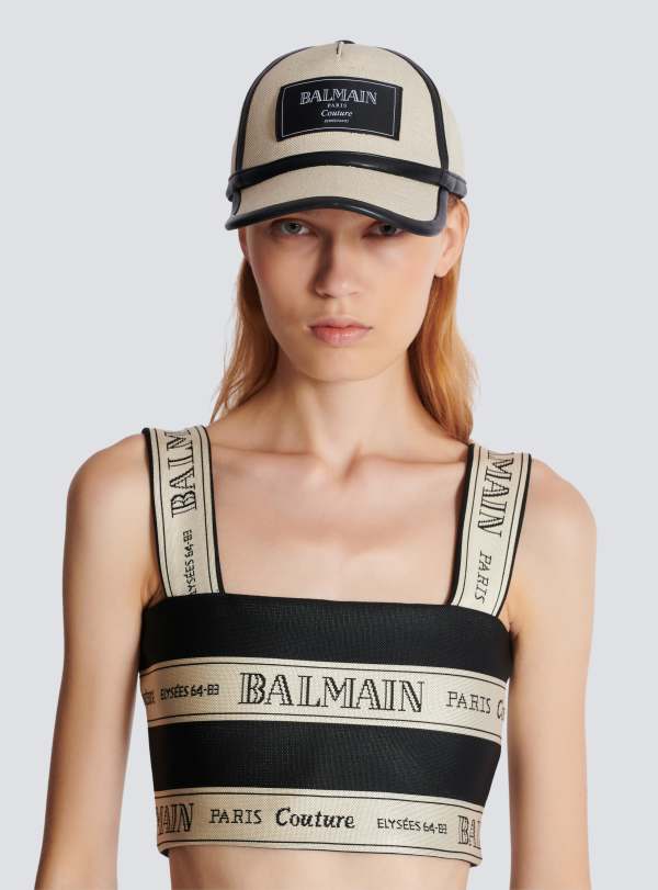 Balmain Paris Casquette En Toile Balmain Couture Beige - Femme