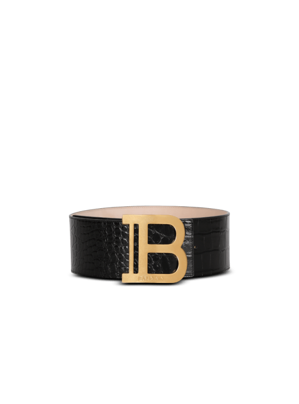 balmain paris Ceinture B-Belt en cuir effet crocodile noir - Femme