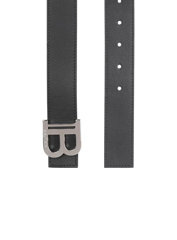 Balmain Paris Ceinture B-Belt En Cuir Lisse Noir - Homme