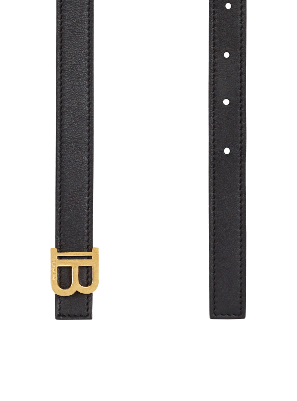 Balmain Paris Ceinture B-Belt Fine En Cuir De Veau Noir - Femme