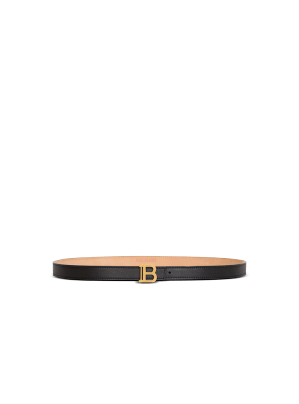 balmain paris Ceinture B-Belt fine en cuir de veau noir - Femme