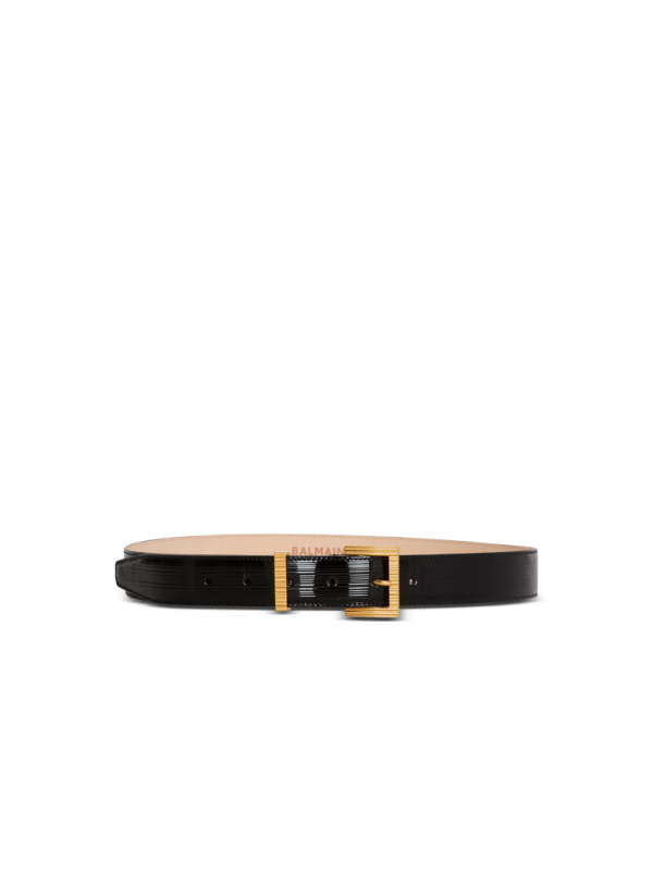 balmain paris Ceinture Parfum en cuir verni strié noir - Femme