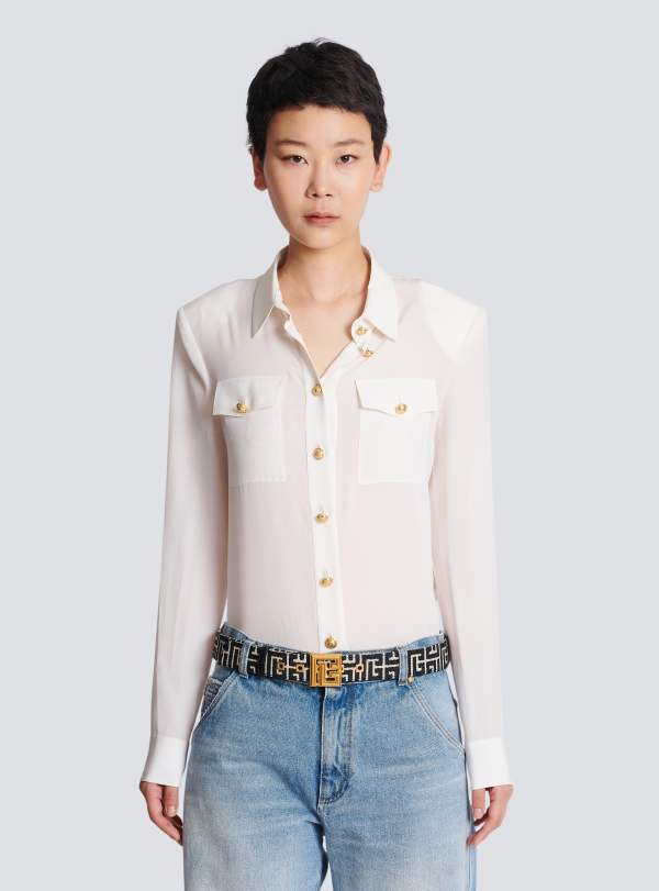 Balmain Paris Ceinture PB Belt En Jacquard Monogramme Noir - Femme