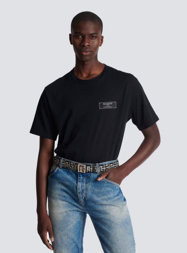 Balmain Paris Ceinture PB Belt En Jacquard Monogramme Noir - Homme