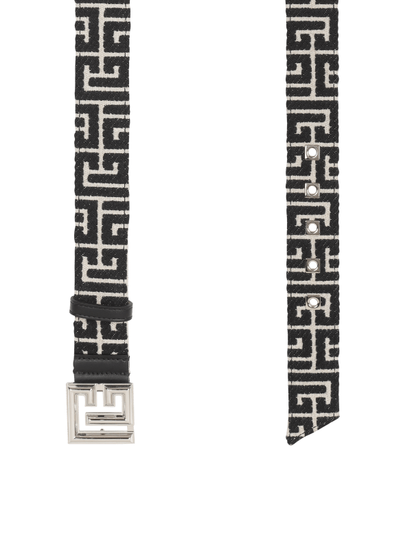 Balmain Paris Ceinture PB Belt En Jacquard Monogramme Noir - Homme