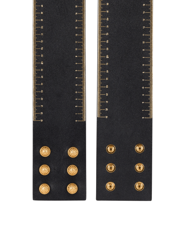 Balmain Paris Ceinture Taille Haute En Cuir Imprimé Couture Noir - Femme