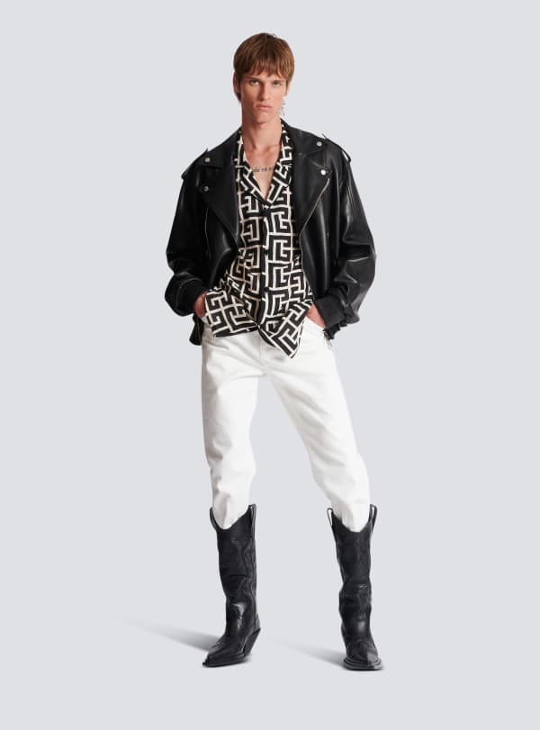 Balmain Paris Chemise à Imprimé Monogramme Noir - Homme