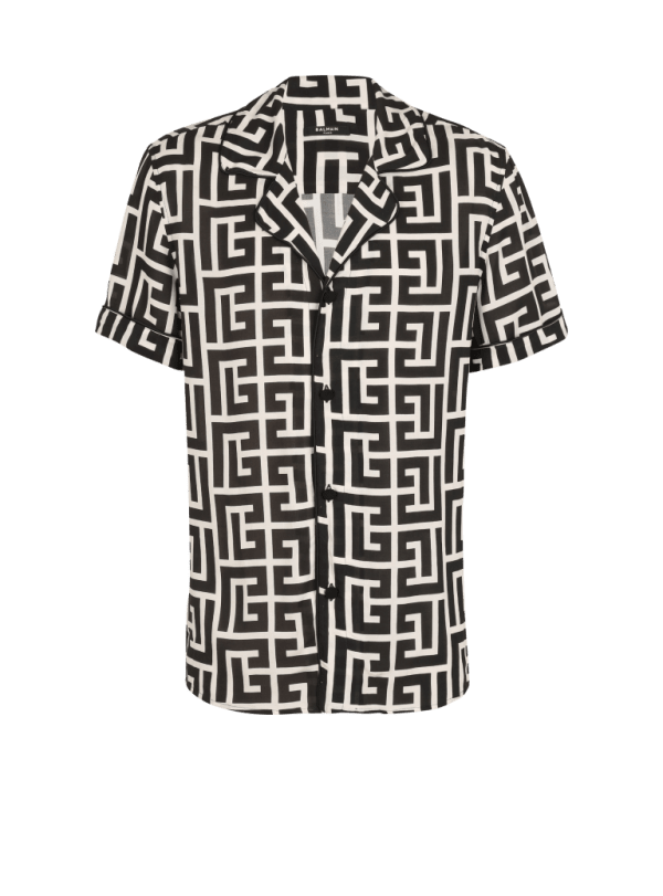 balmain paris Chemise à imprimé monogramme noir - Homme