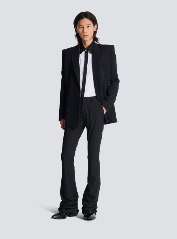 Balmain Paris Chemise Bicolore En Popeline Blanc - Homme