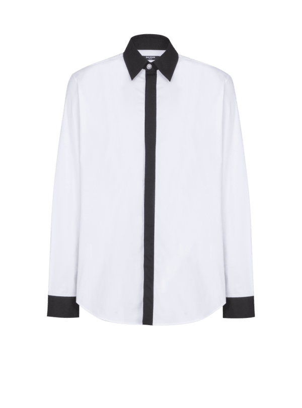 balmain paris Chemise bicolore en popeline blanc - Homme