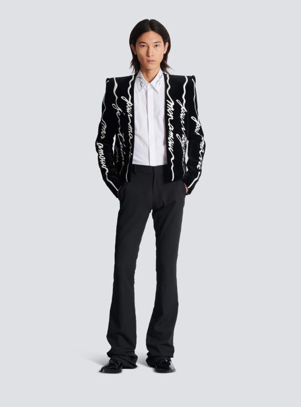 Balmain Paris Chemise En Popeline à Col Brodé Blanc - Homme