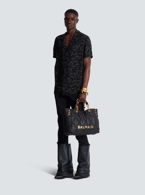 Balmain Paris Chemise Pyjama Imprimée Étiquette Balmain All-over Noir - Homme