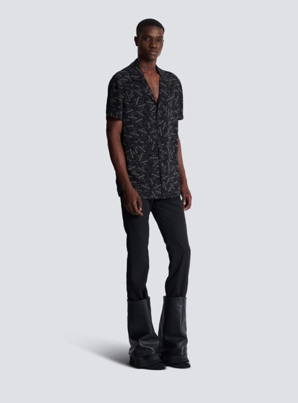 Balmain Paris Chemise Pyjama Imprimée Étiquette Balmain All-over Noir - Homme