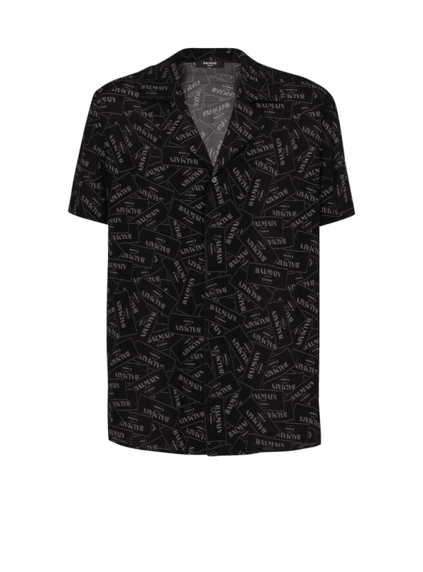 balmain paris Chemise pyjama imprimée Étiquette Balmain all-over noir - Homme
