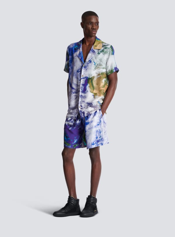 Balmain Paris Chemise Pyjama Imprimée Motif Earth Multicolore - Homme