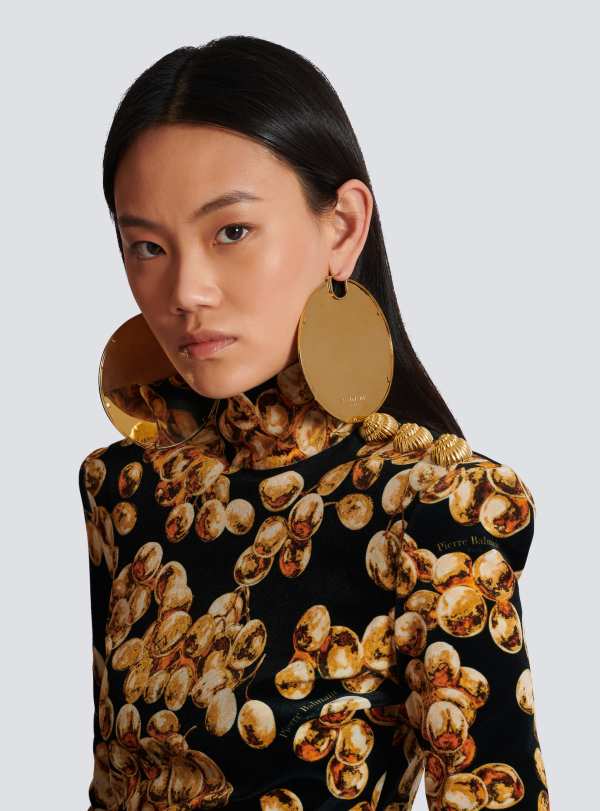 Balmain Paris Créoles En Laiton Gravé Balmain Or - Femme