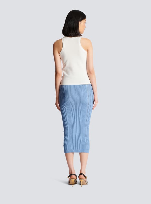 Balmain Paris Débardeur Avec Broderie Rétro PB Blanc - Femme