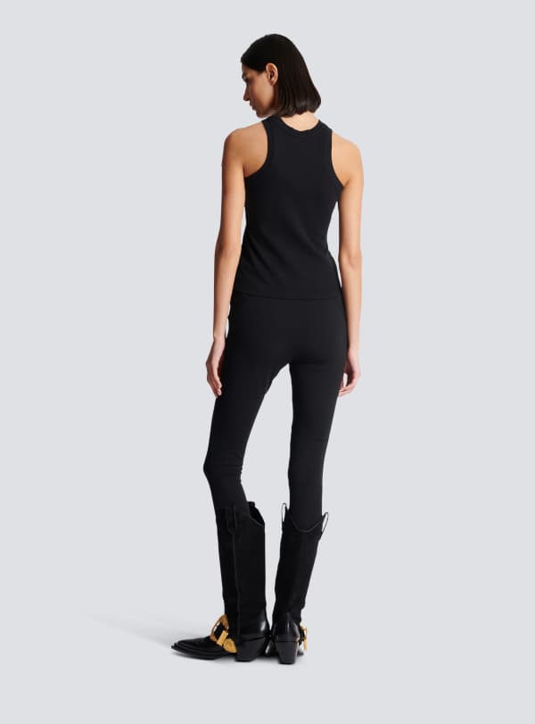 Balmain Paris Débardeur Avec Broderie Rétro PB Noir - Femme
