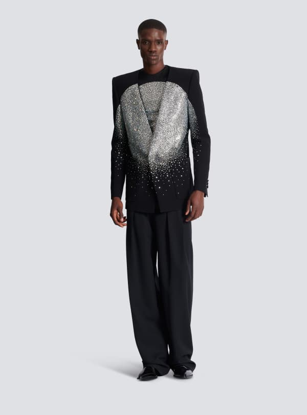 Balmain Paris Débardeur En Jersey Sculptant à Strass Galaxy Argent - Homme