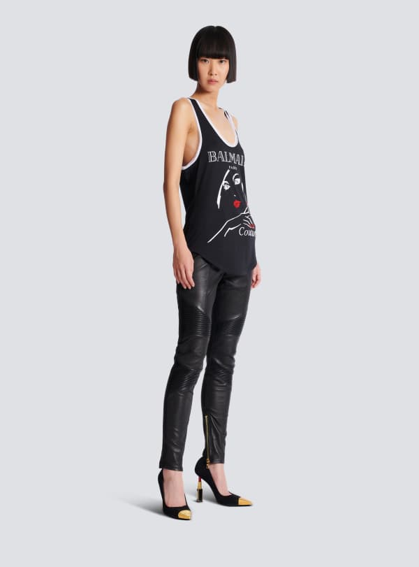 Balmain Paris Débardeur Fluide Floqué Balmain Beauty Noir - Femme