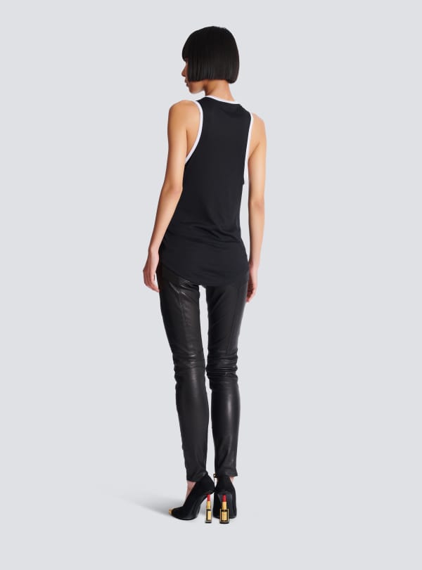 Balmain Paris Débardeur Fluide Floqué Balmain Beauty Noir - Femme