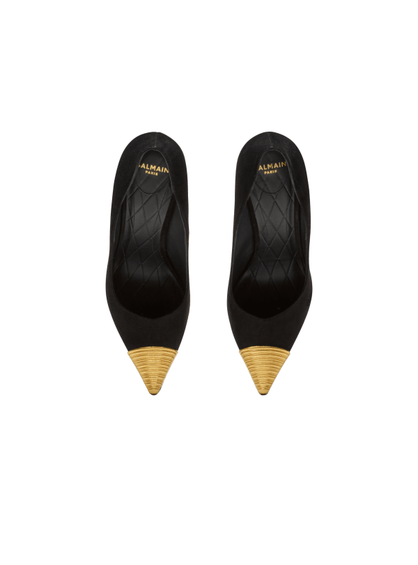 Balmain Paris Escarpins Lipstick En Cuir Suédé Et Laiton Noir - Femme