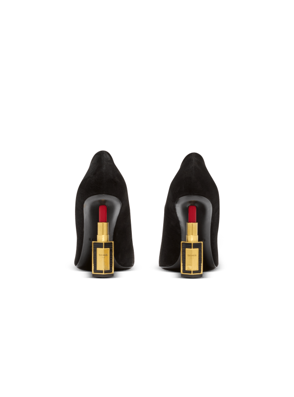 Balmain Paris Escarpins Lipstick En Cuir Suédé Et Laiton Noir - Femme