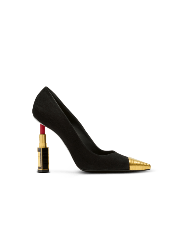 balmain paris Escarpins Lipstick en cuir suédé et laiton noir - Femme