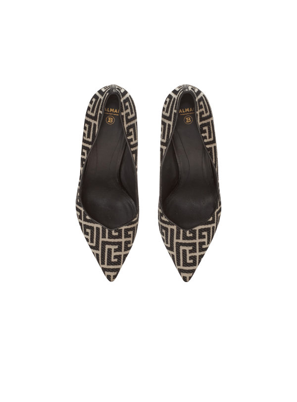 Balmain Paris Escarpins Ruby En Jacquard Monogramme Noir - Femme